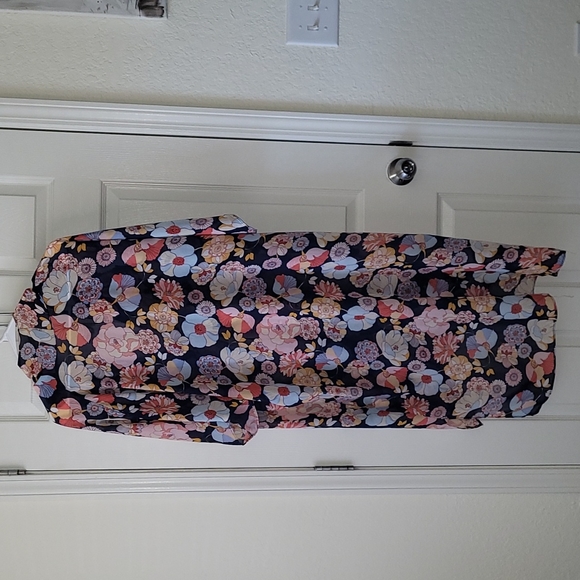 Knee length floral print front tie kimono - Picture 4 of 4